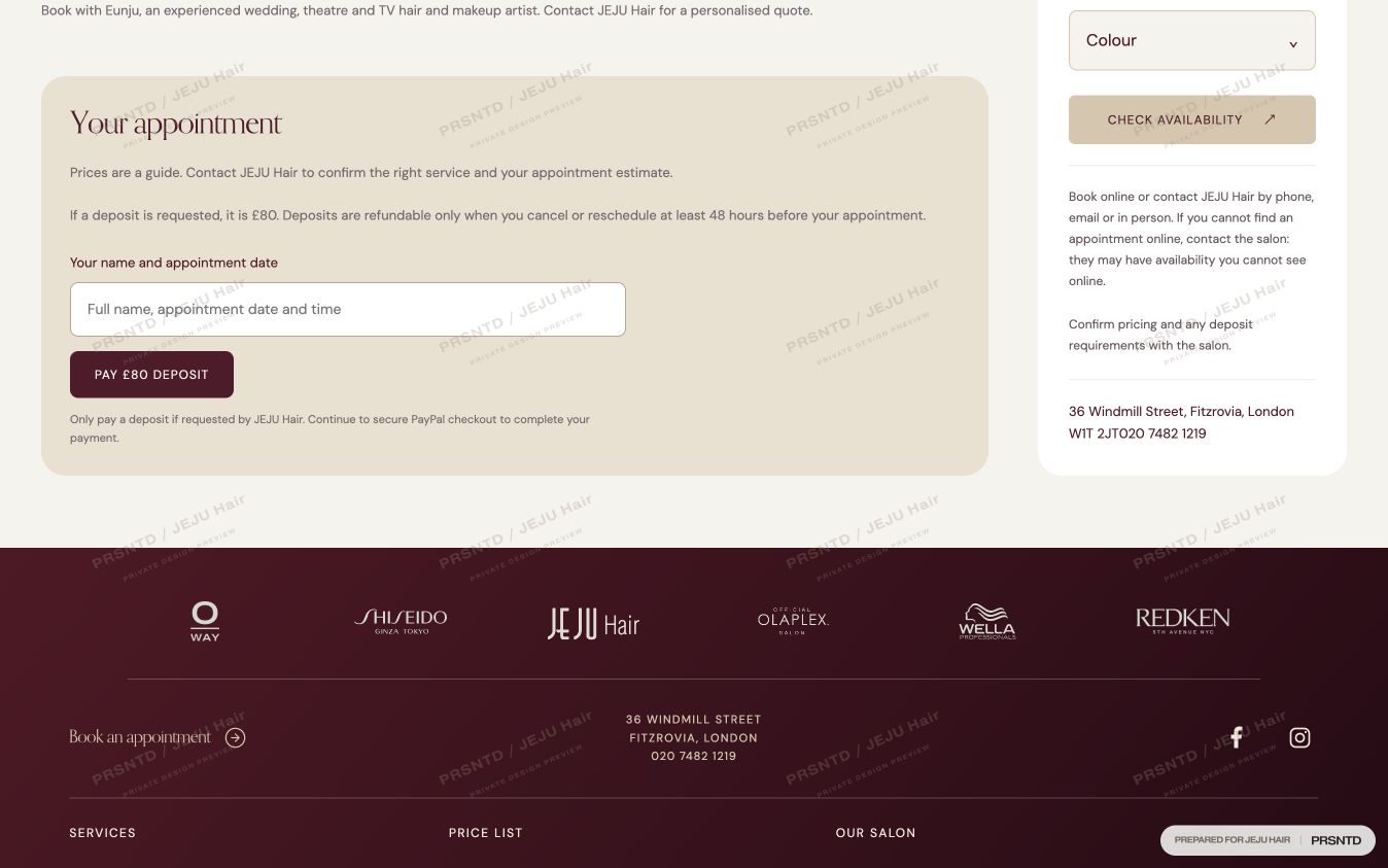 JEJU Hair Price list footer